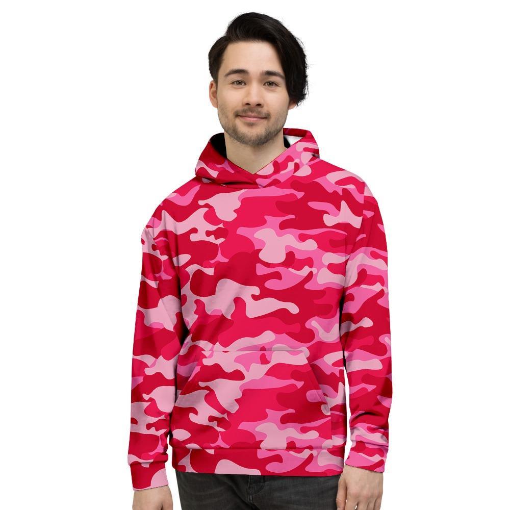 Pink Camo Print Men's Hoodie-grizzshop