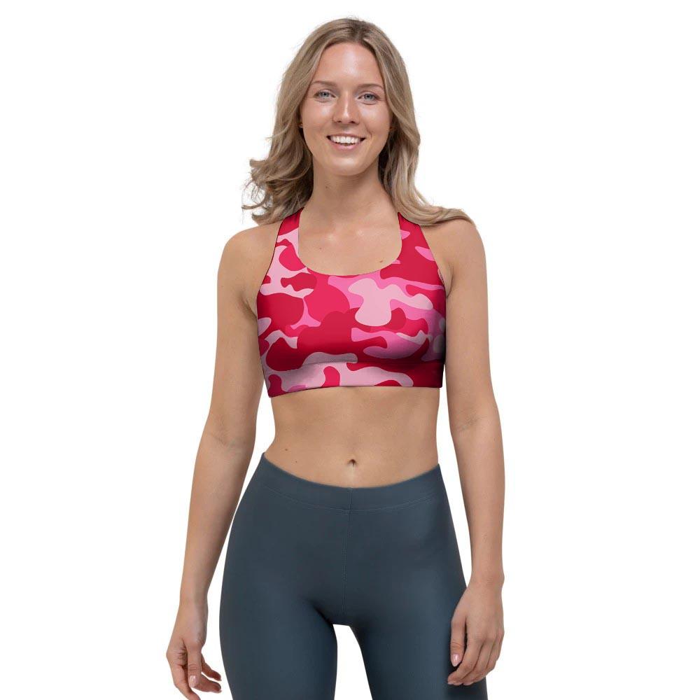 Pink Camo Print Sports Bra-grizzshop