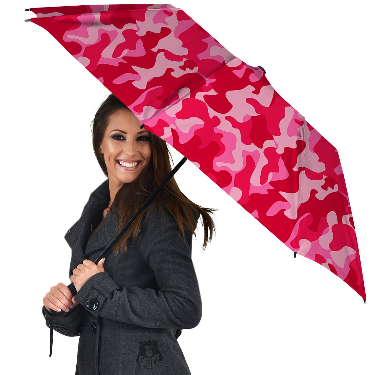 Pink Camo Print Umbrella-grizzshop