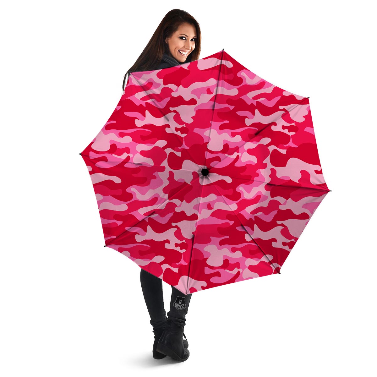 Pink Camo Print Umbrella-grizzshop