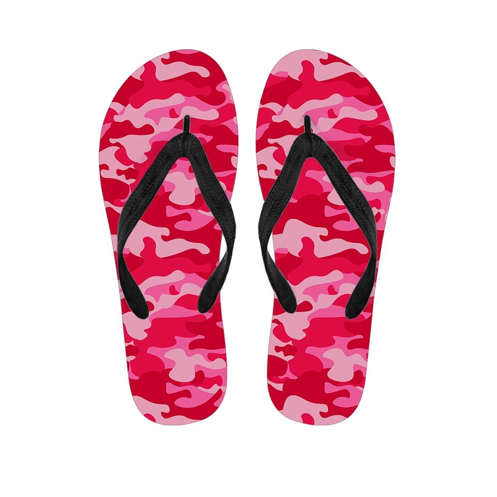 Pink Camo Print Women's Flip Flops-grizzshop