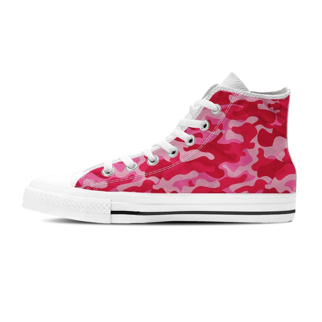 Pink Camo Print Women's High Top Shoes-grizzshop