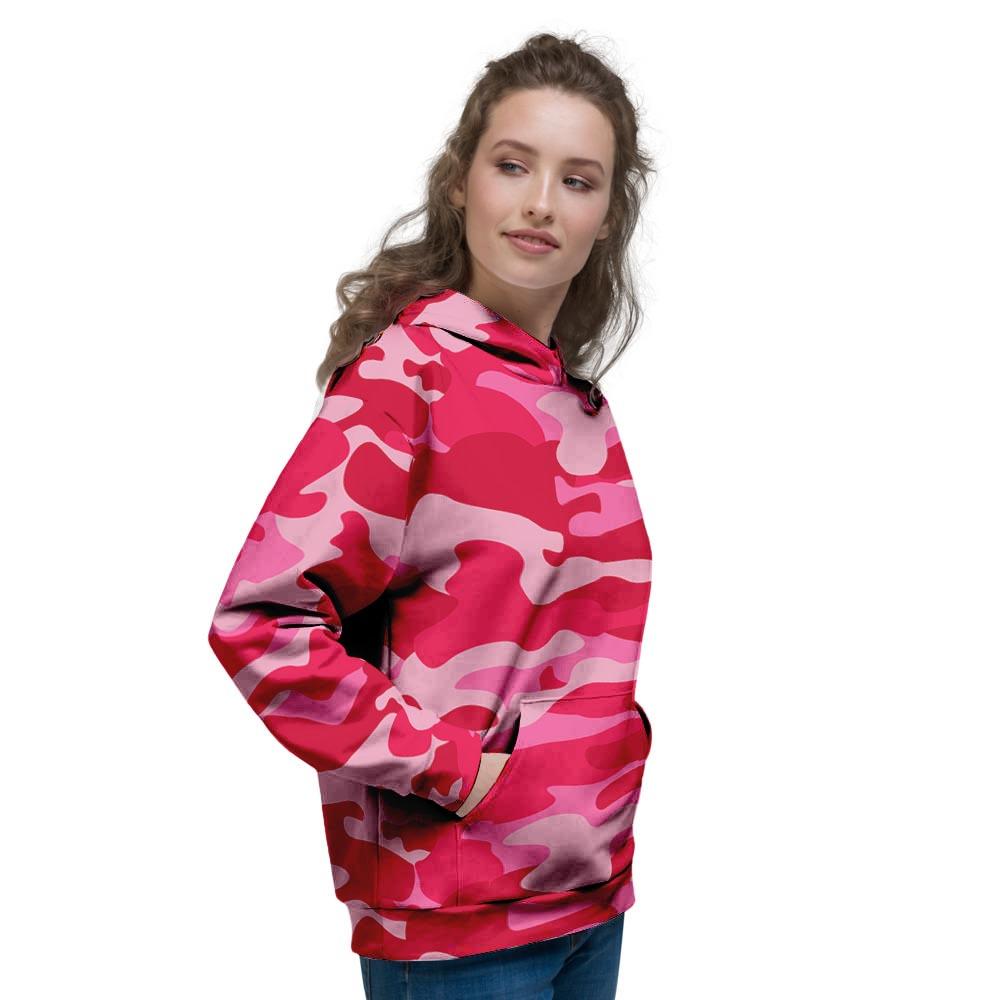 Pink Camo Print Women's Hoodie-grizzshop