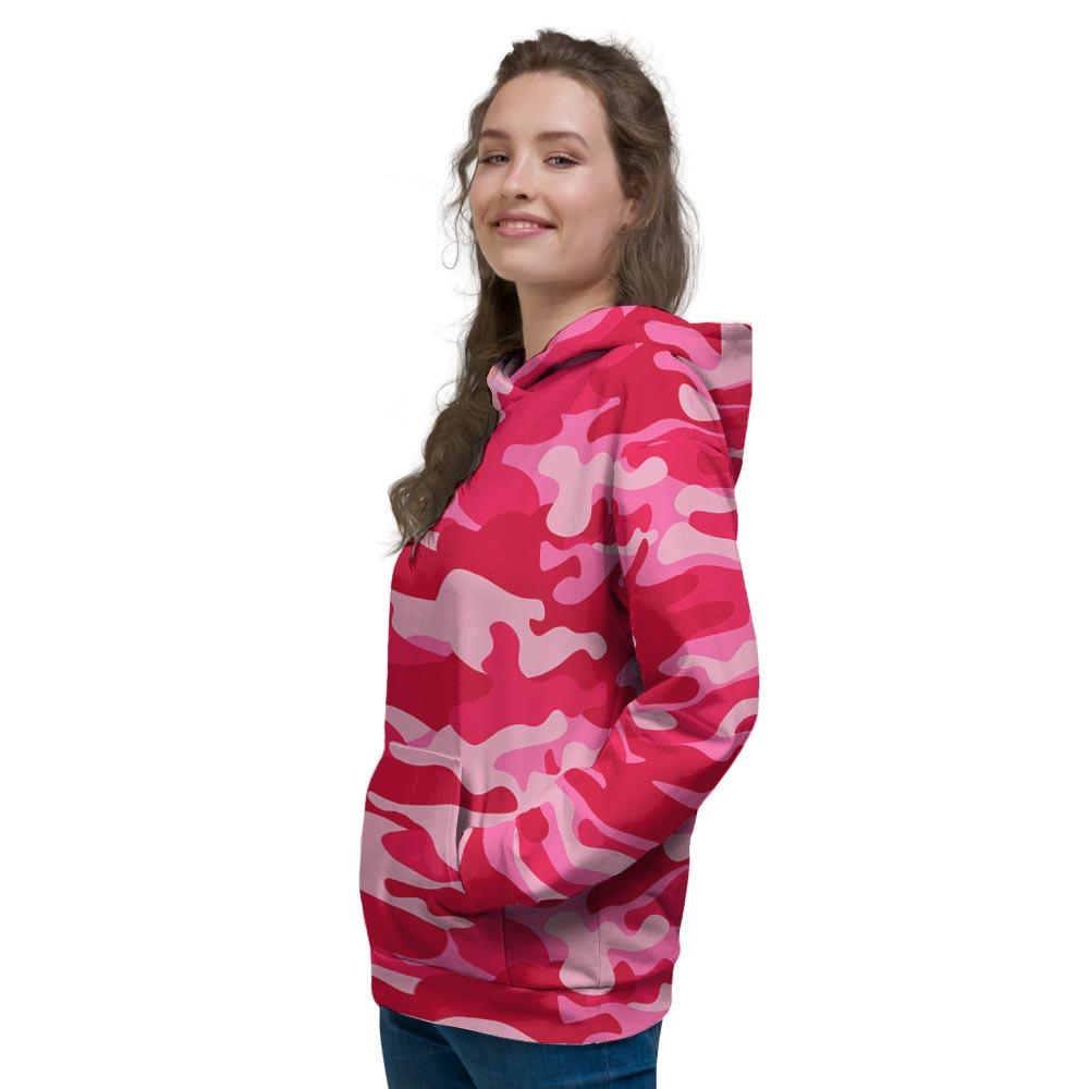 Pink Camo Print Women's Hoodie-grizzshop