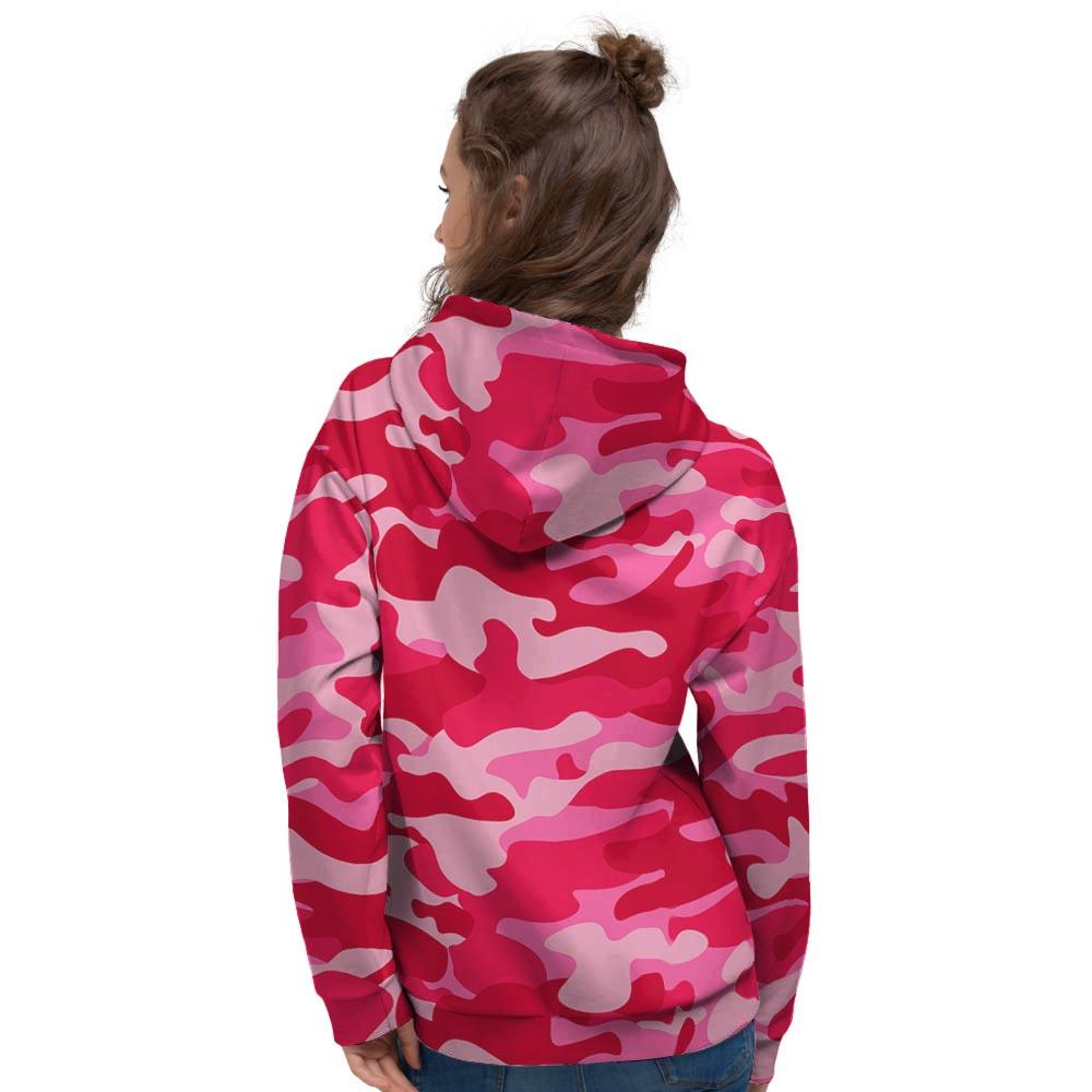 Pink Camo Print Women's Hoodie-grizzshop