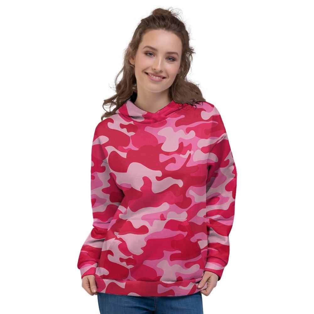 Pink Camo Print Women's Hoodie-grizzshop