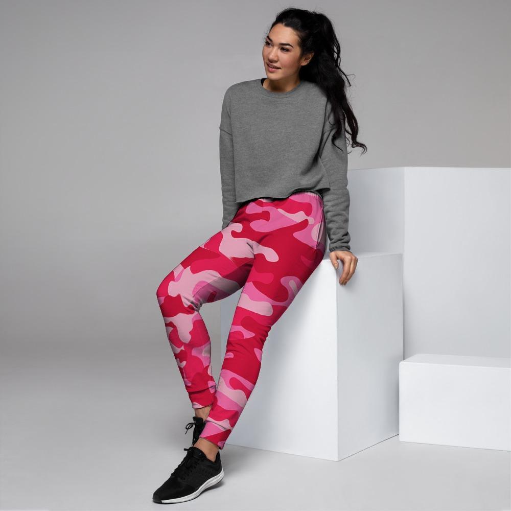 Pink Camo Print Women's Joggers-grizzshop