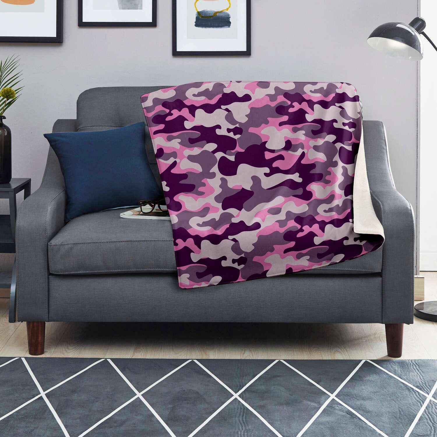 Pink Camouflage Print Blanket-grizzshop