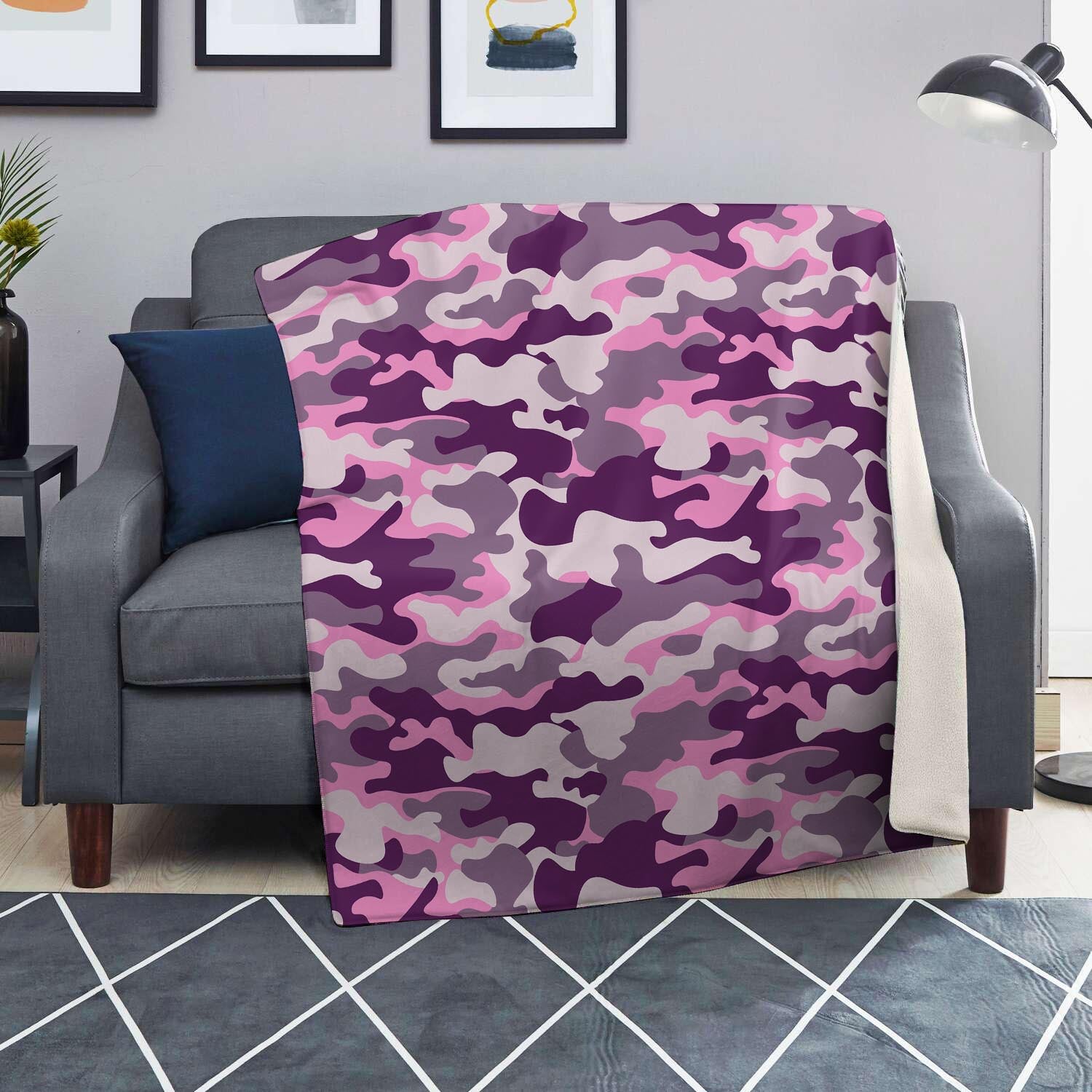 Pink Camouflage Print Blanket-grizzshop