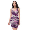 Pink Camouflage Print Bodycon Dress-grizzshop