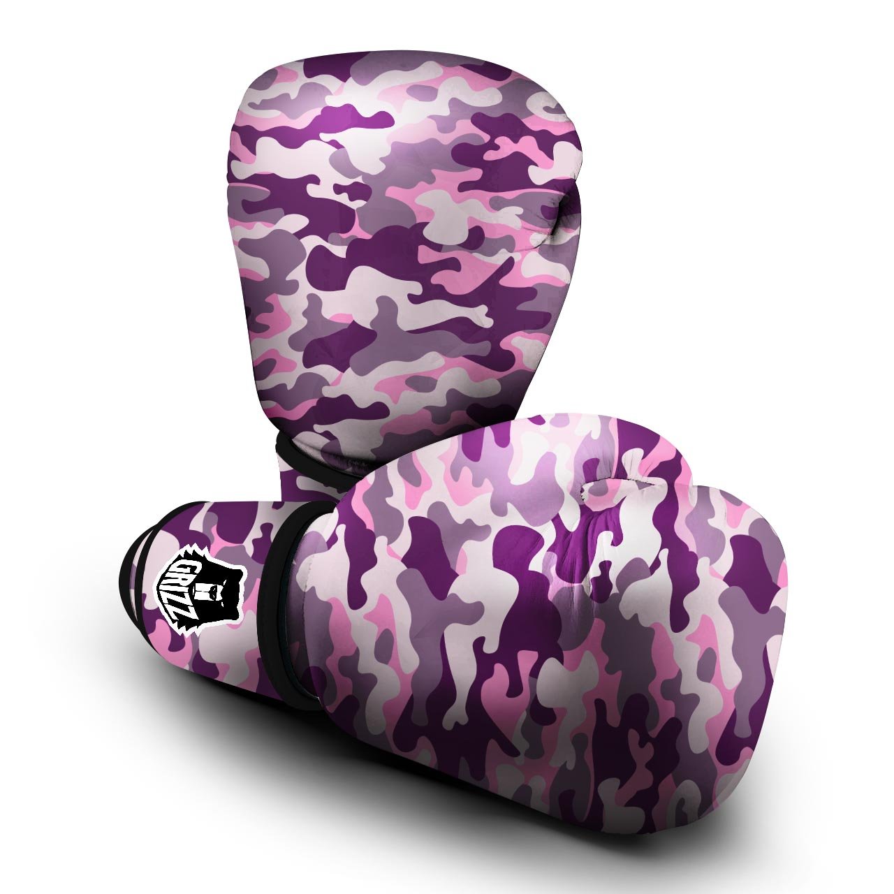 Pink Camouflage Print Boxing Gloves-grizzshop