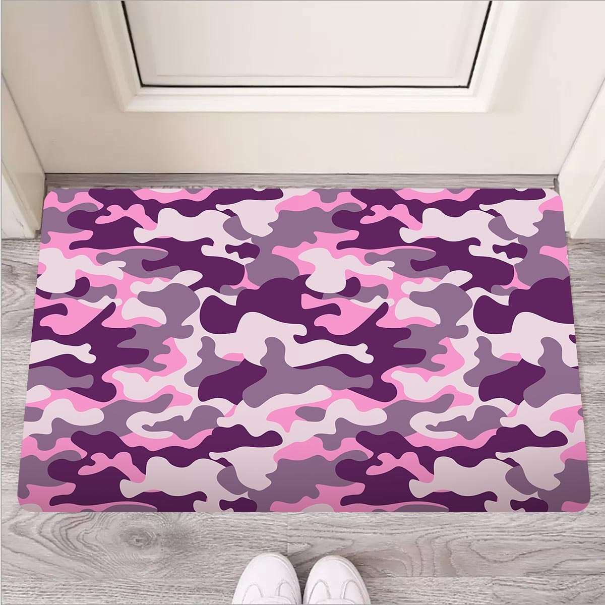 Pink Camouflage Print Door Mat-grizzshop