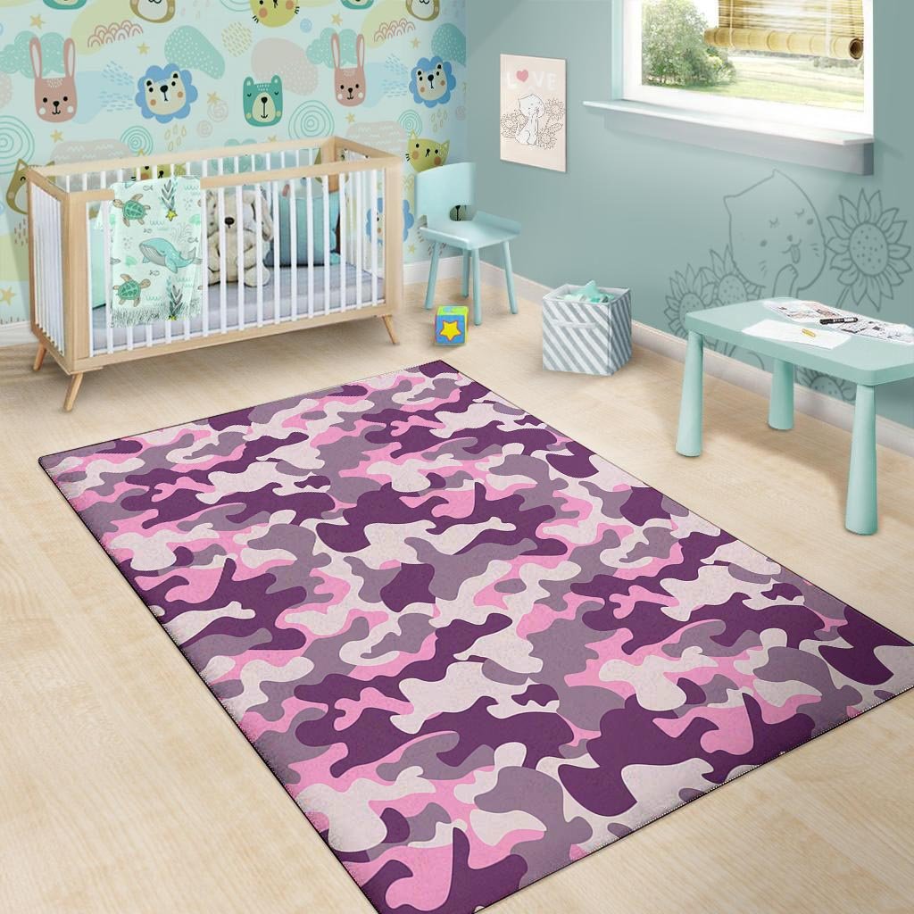 Pink Camouflage Print Floor Mat-grizzshop