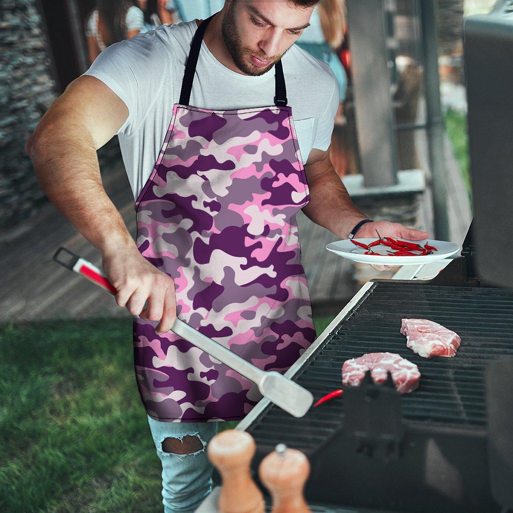 Pink Camouflage Print Men's Apron-grizzshop