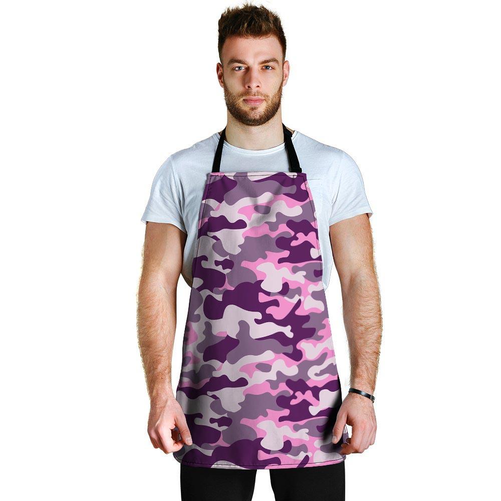 Pink Camouflage Print Men's Apron-grizzshop