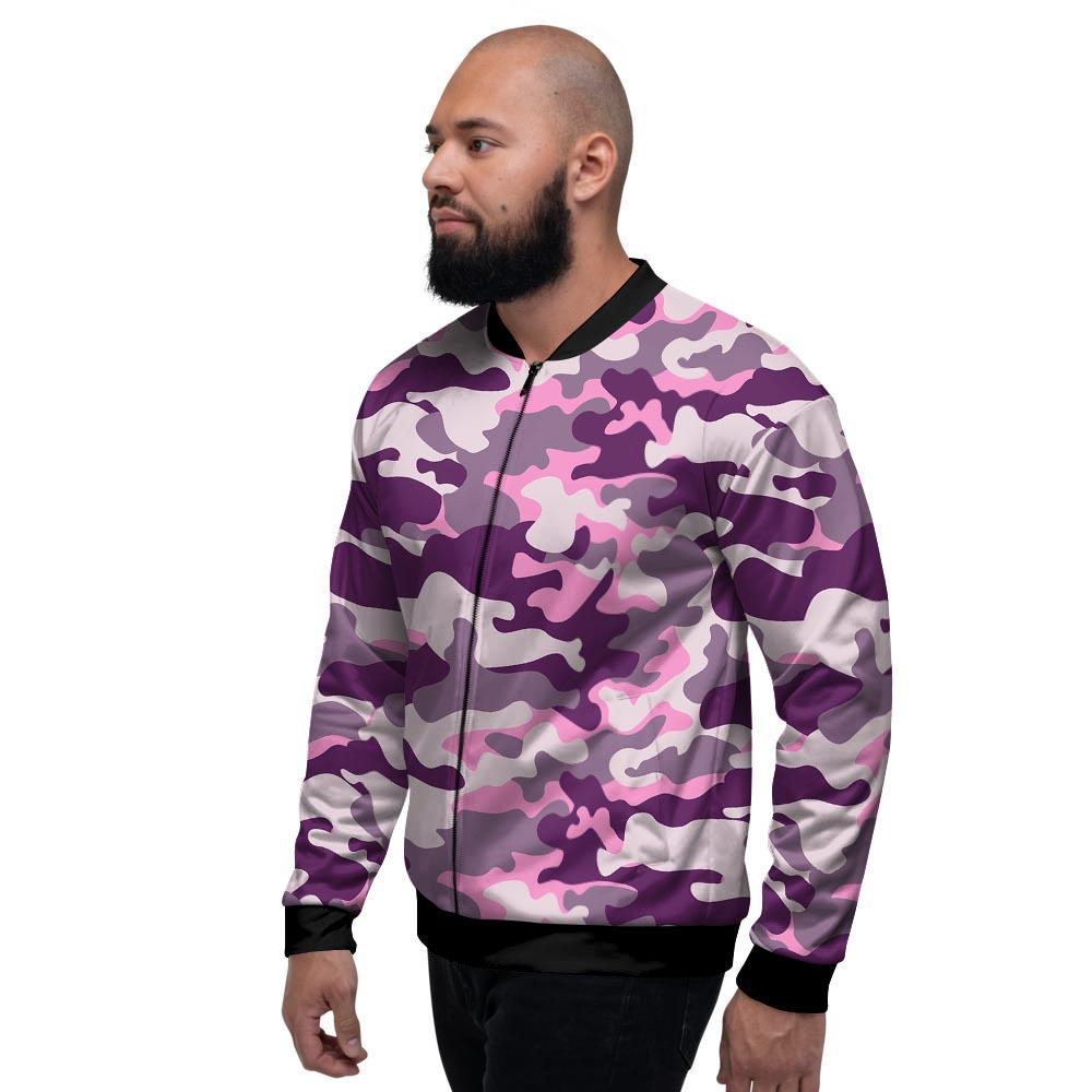 Pink Camouflage Print Men's Bomber Jacket-grizzshop