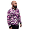 Pink Camouflage Print Men's Bomber Jacket-grizzshop