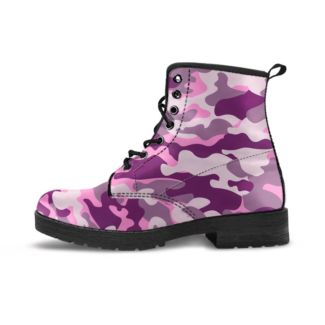 Pink Camouflage Print Men's Boots-grizzshop