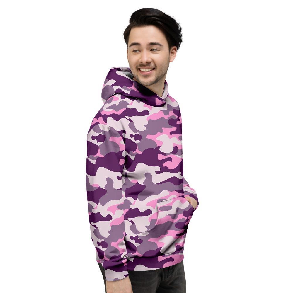 Pink Camouflage Print Men's Hoodie-grizzshop