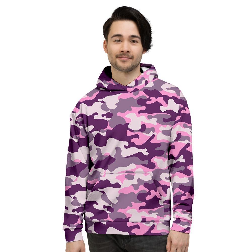 Pink Camouflage Print Men's Hoodie-grizzshop