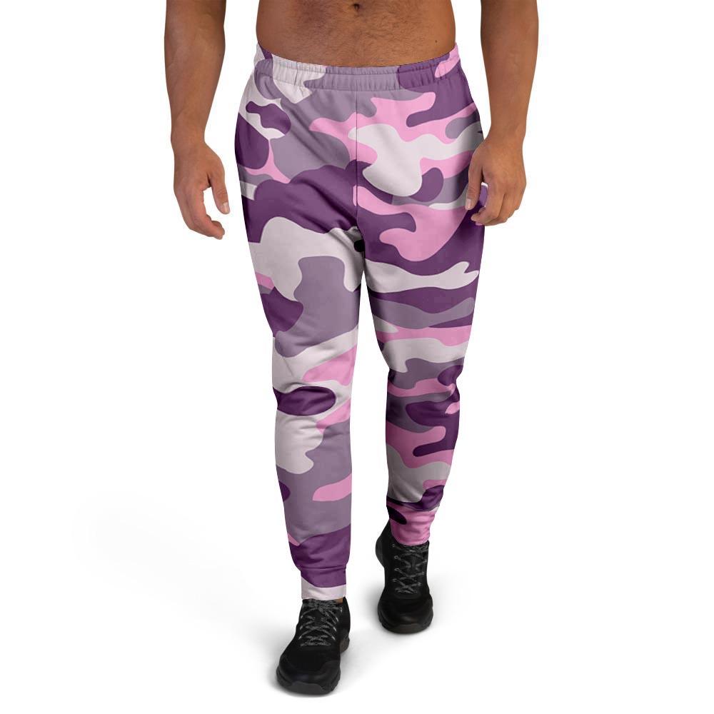 Pink Camouflage Print Men's Joggers-grizzshop