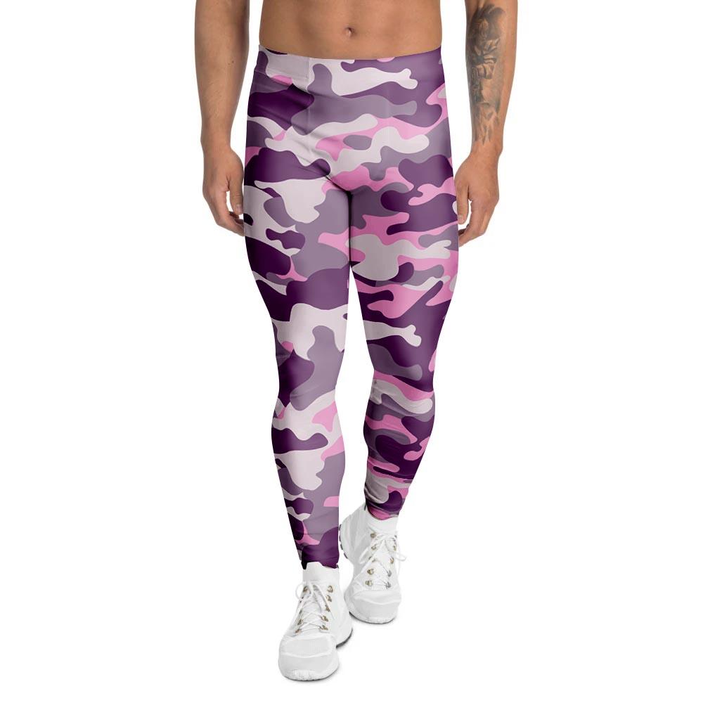 Pink Camouflage Print Men's Leggings-grizzshop