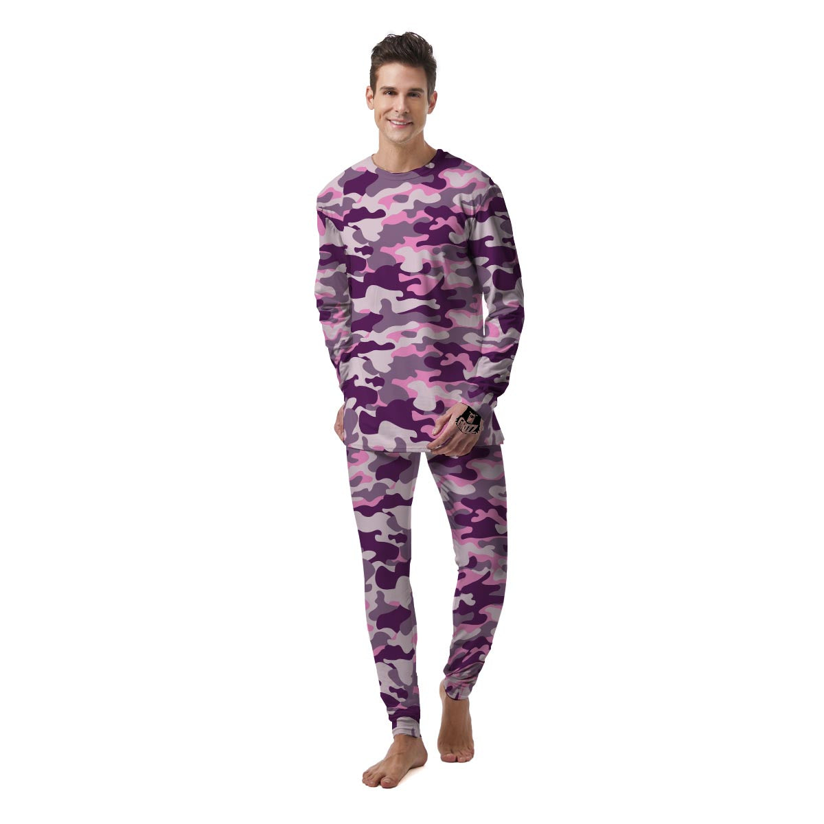 Pink Camouflage Print Men's Pajamas-grizzshop