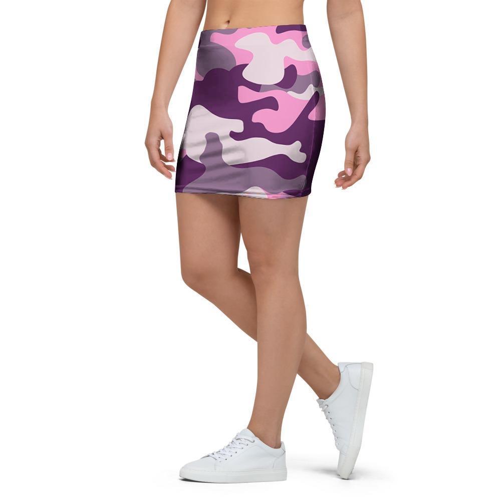 Pink Camouflage Print Mini Skirt-grizzshop