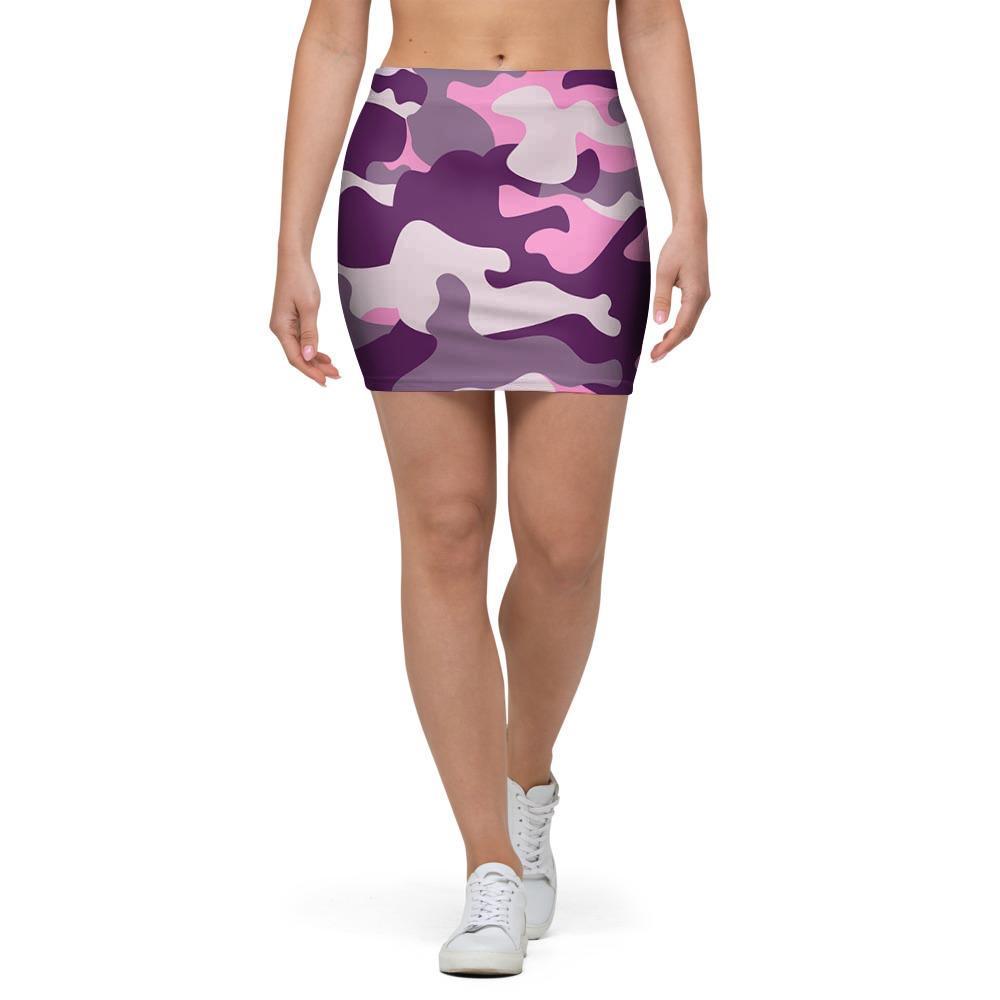 Pink Camouflage Print Mini Skirt-grizzshop