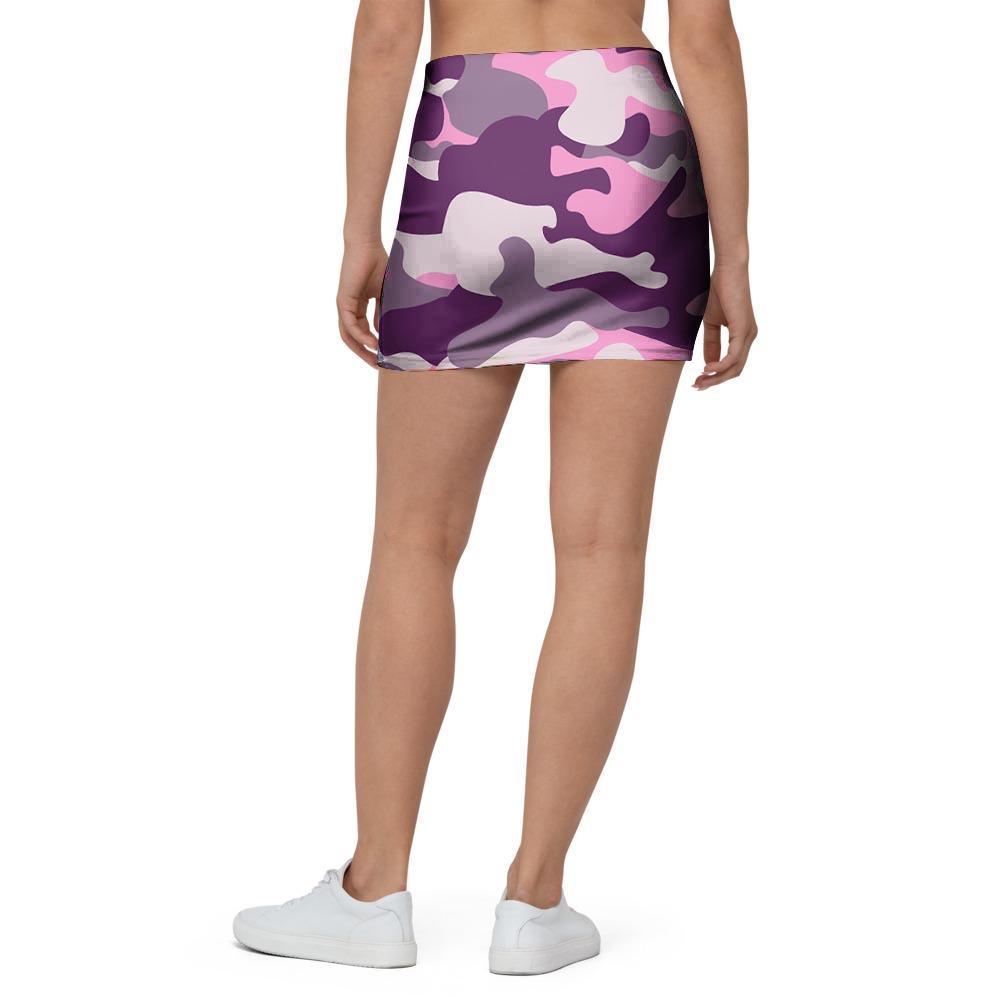 Pink Camouflage Print Mini Skirt-grizzshop