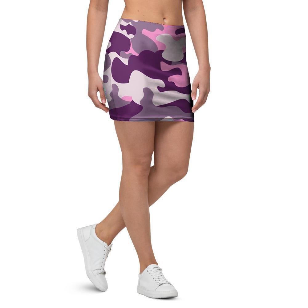 Pink Camouflage Print Mini Skirt-grizzshop