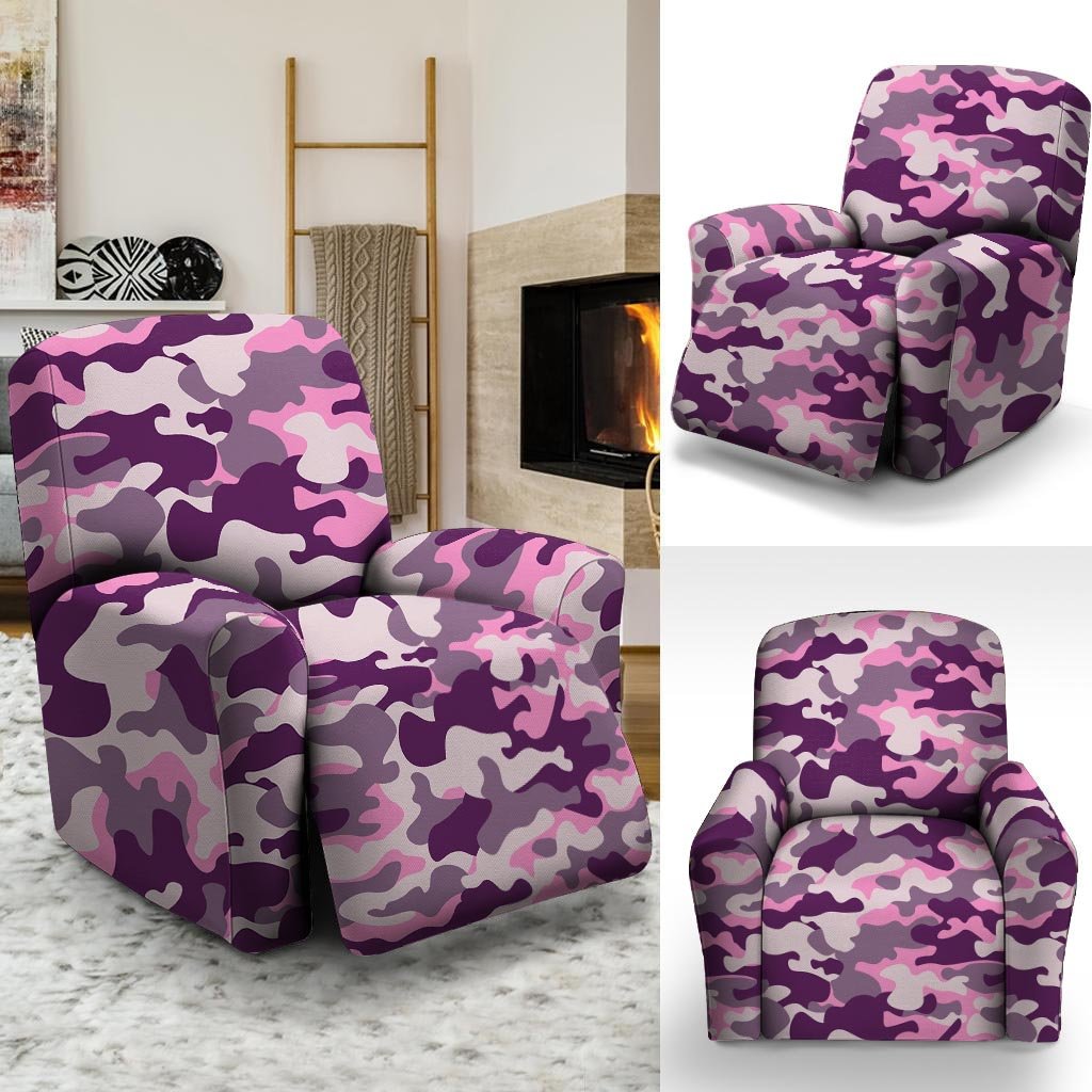 Pink Camouflage Print Recliner Cover-grizzshop