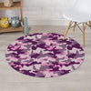 Pink Camouflage Print Round Rug-grizzshop