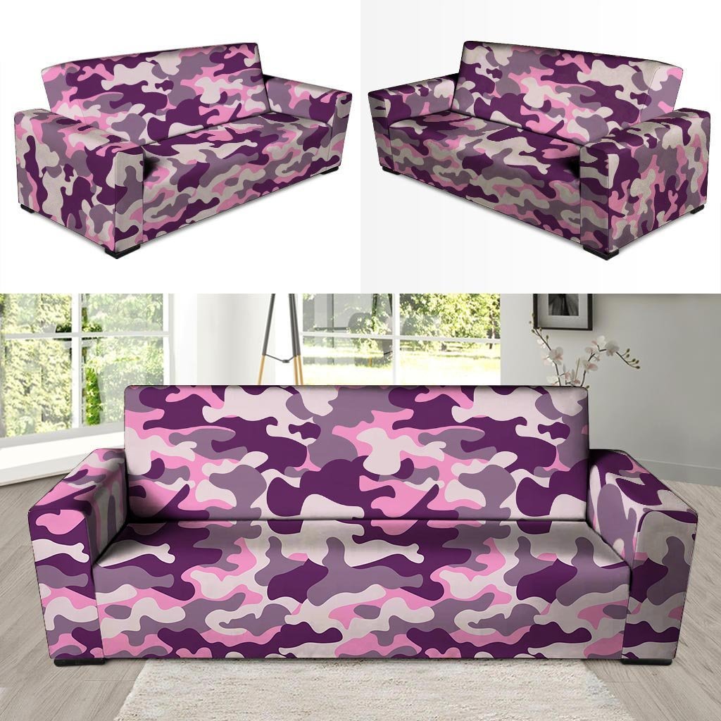 Pink Camouflage Print Sofa Cover-grizzshop