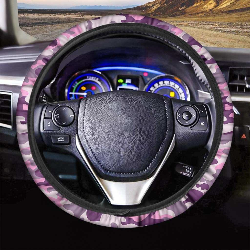 Pink Camouflage Print Steering Wheel Cover-grizzshop