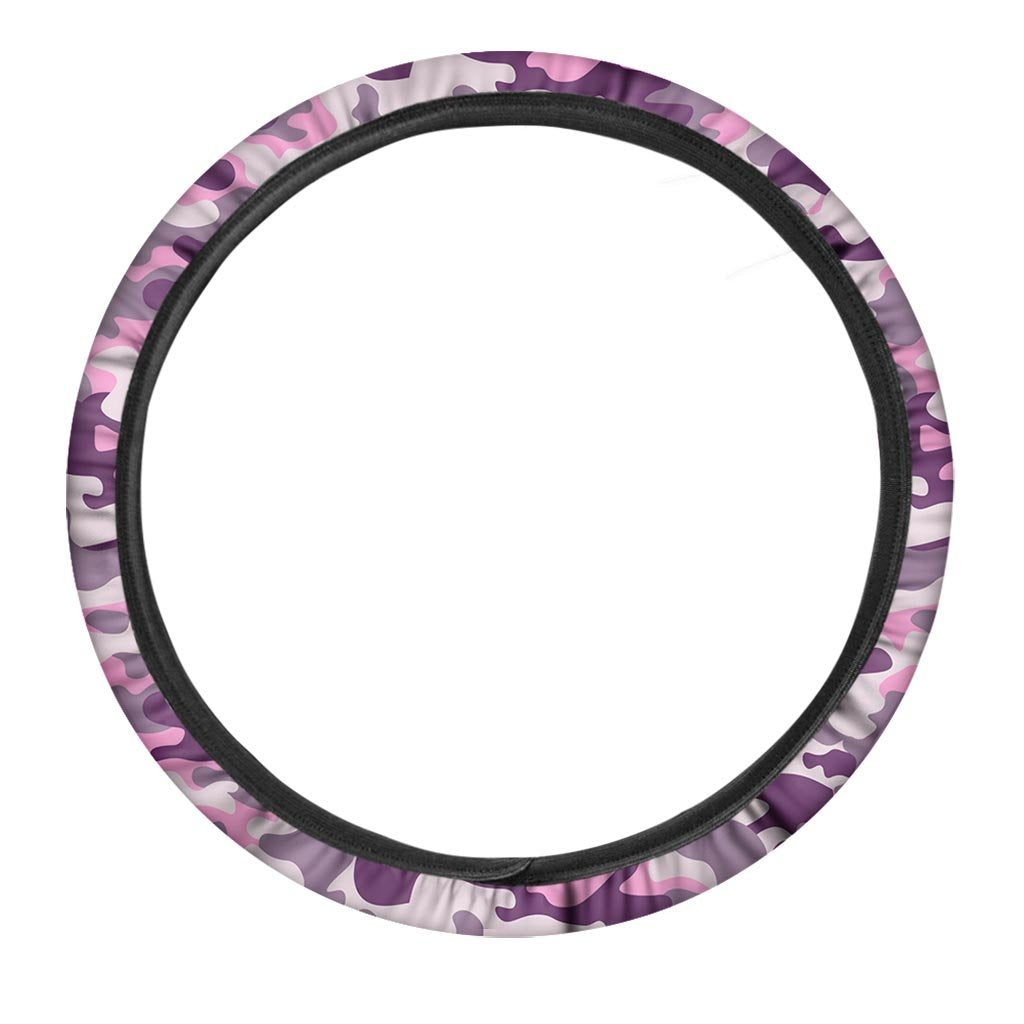 Pink Camouflage Print Steering Wheel Cover-grizzshop