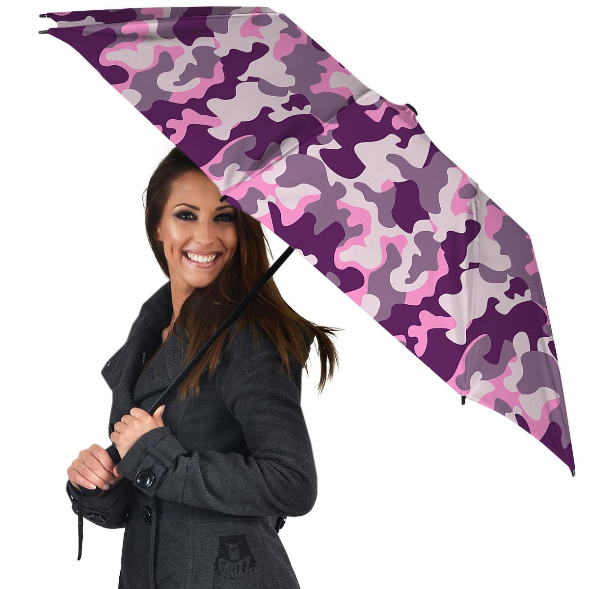 Pink Camouflage Print Umbrella-grizzshop