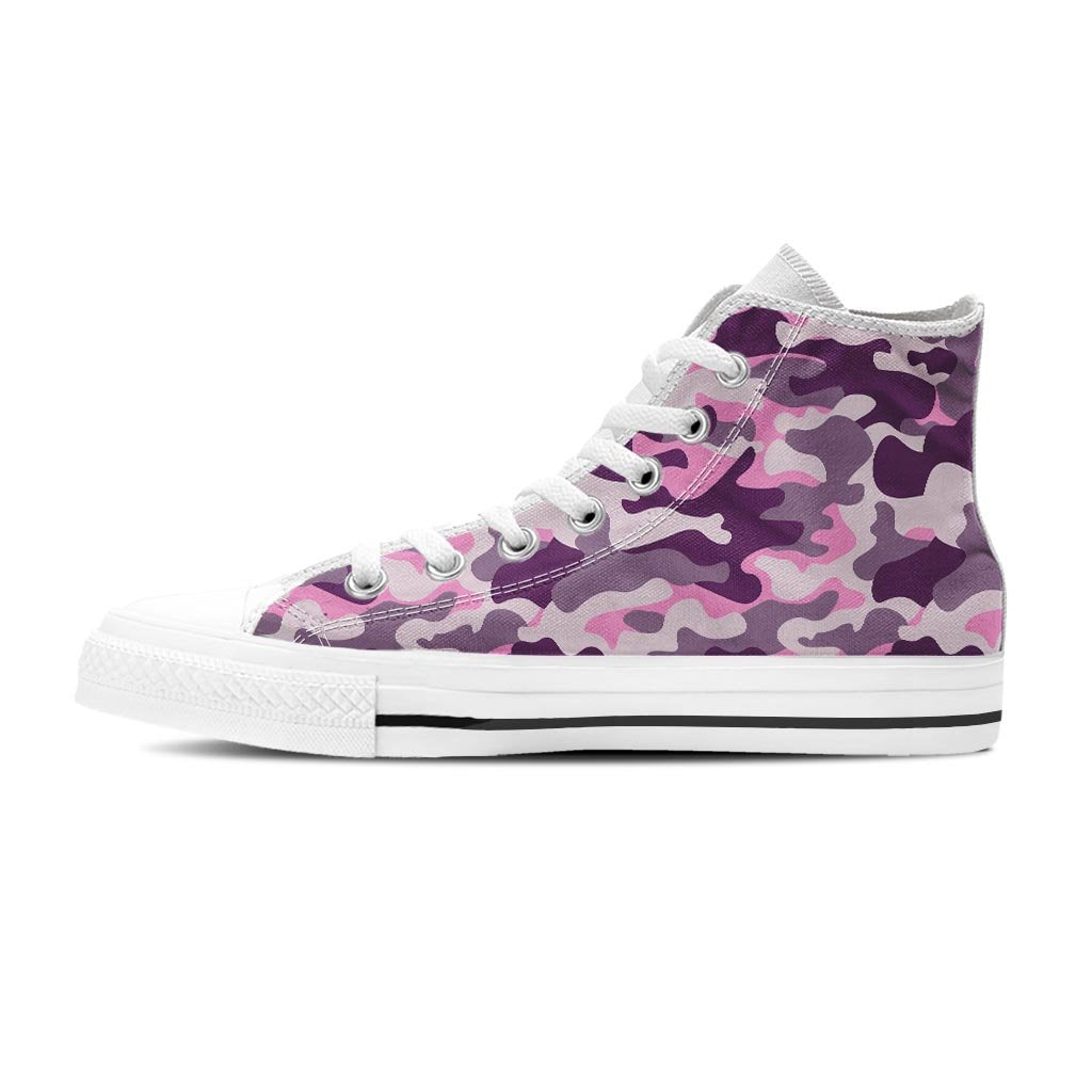 Pink Camouflage Print Women's High Top Shoes-grizzshop