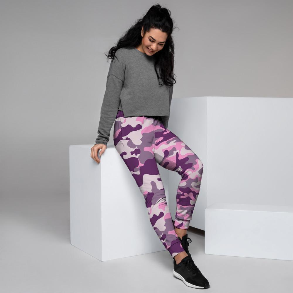 Pink Camouflage Print Women's Joggers-grizzshop