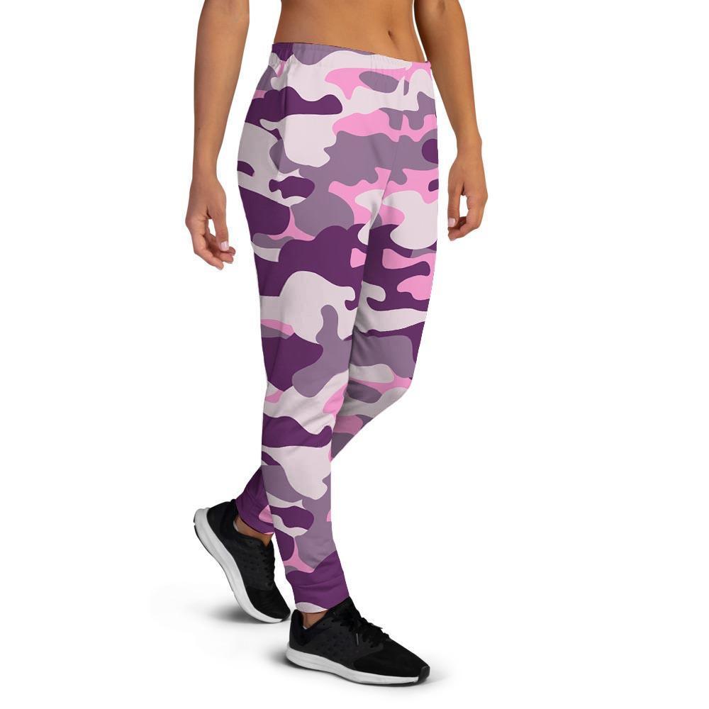 Pink Camouflage Print Women's Joggers-grizzshop