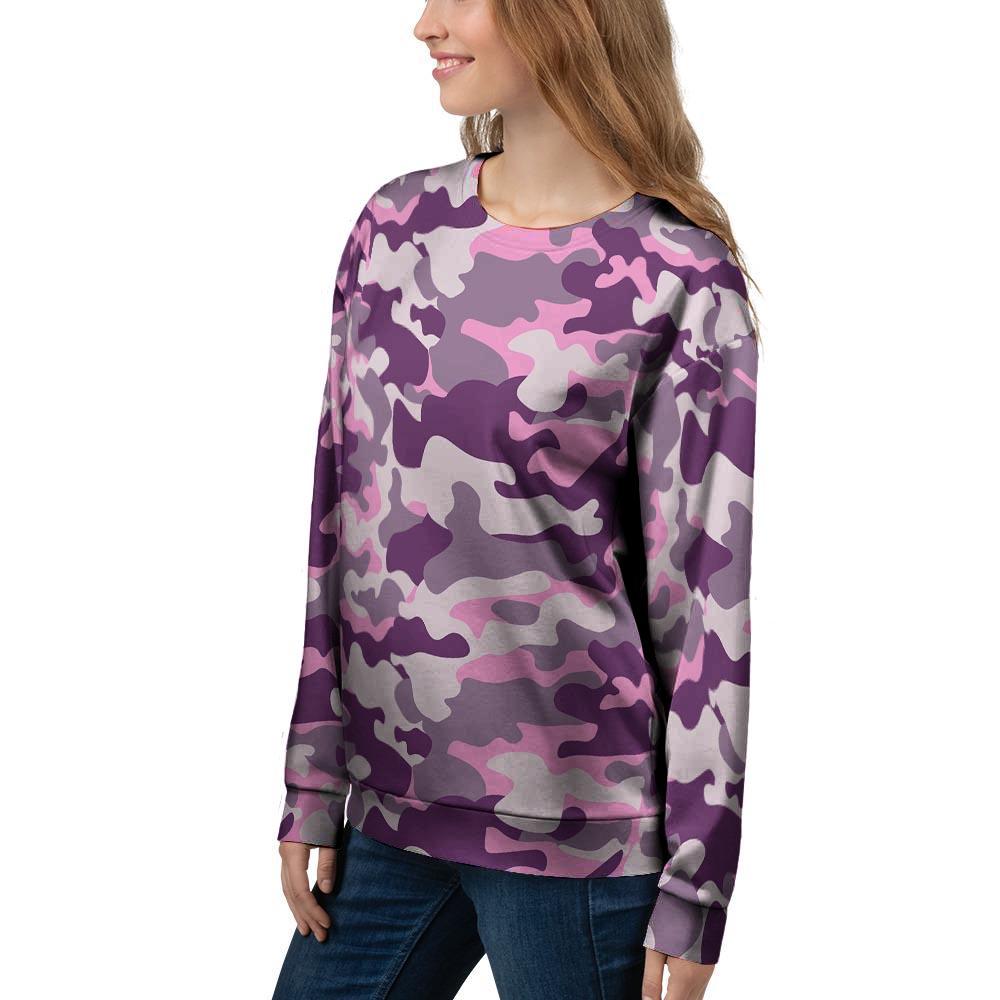 Pink Camouflage Print Women's Sweatshirt-grizzshop