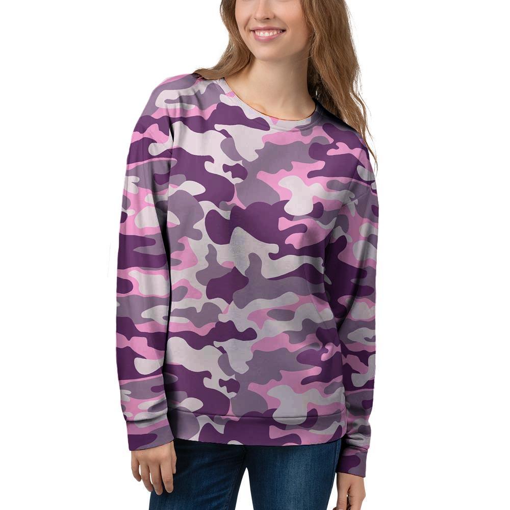 Pink Camouflage Print Women's Sweatshirt-grizzshop