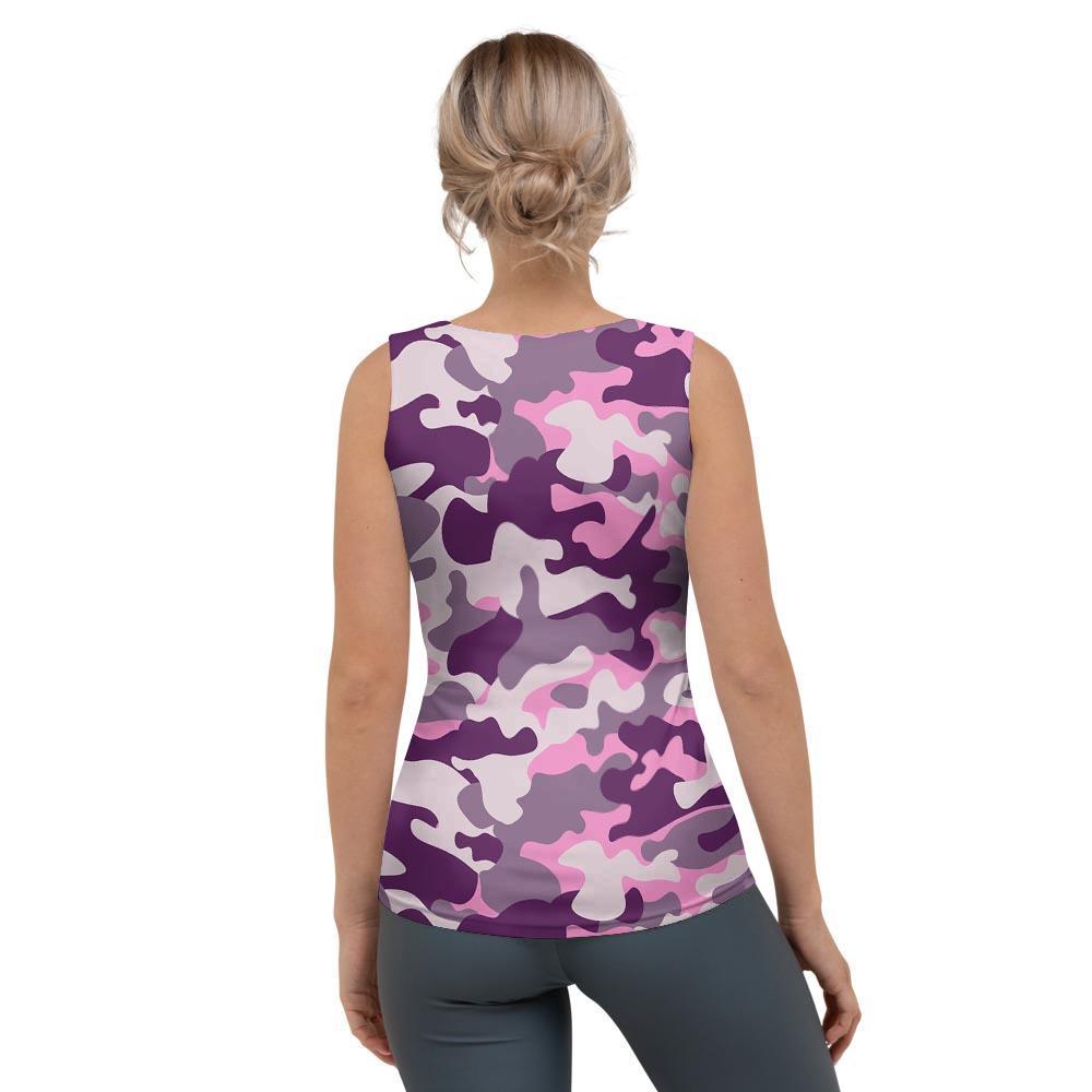 Pink Camouflage Print Women's Tank Top-grizzshop