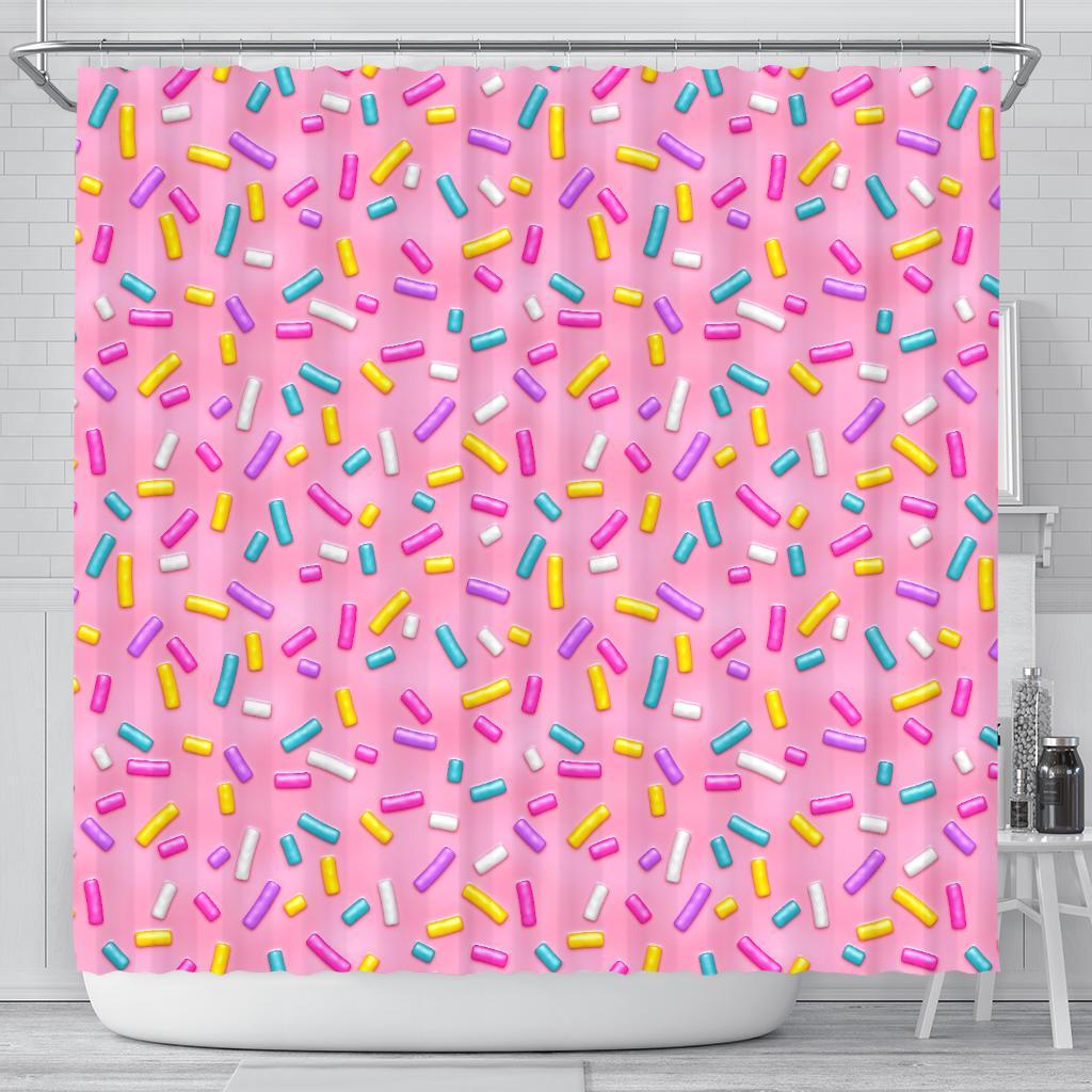 Pink Candy Pattern Print Bathroom Shower Curtain-grizzshop