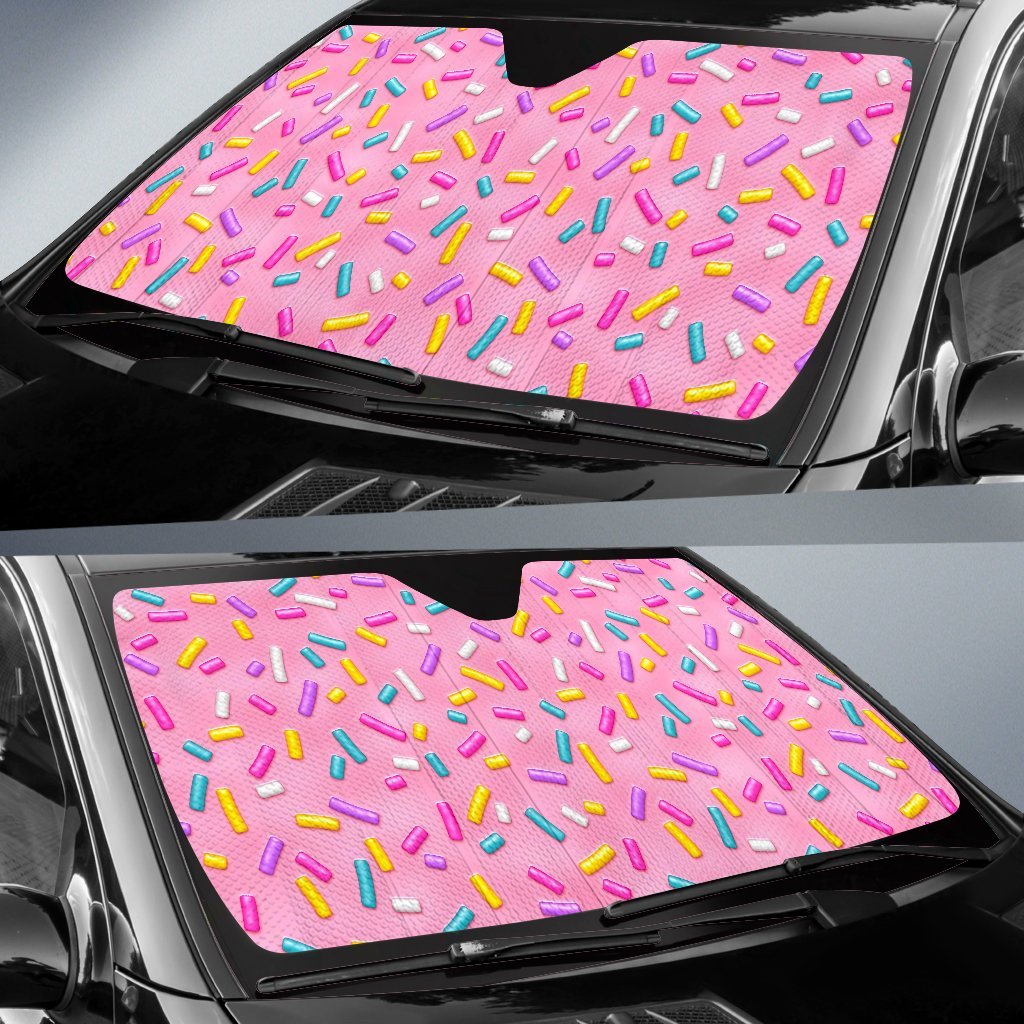 Pink Candy Pattern Print Car Sun Shade-grizzshop