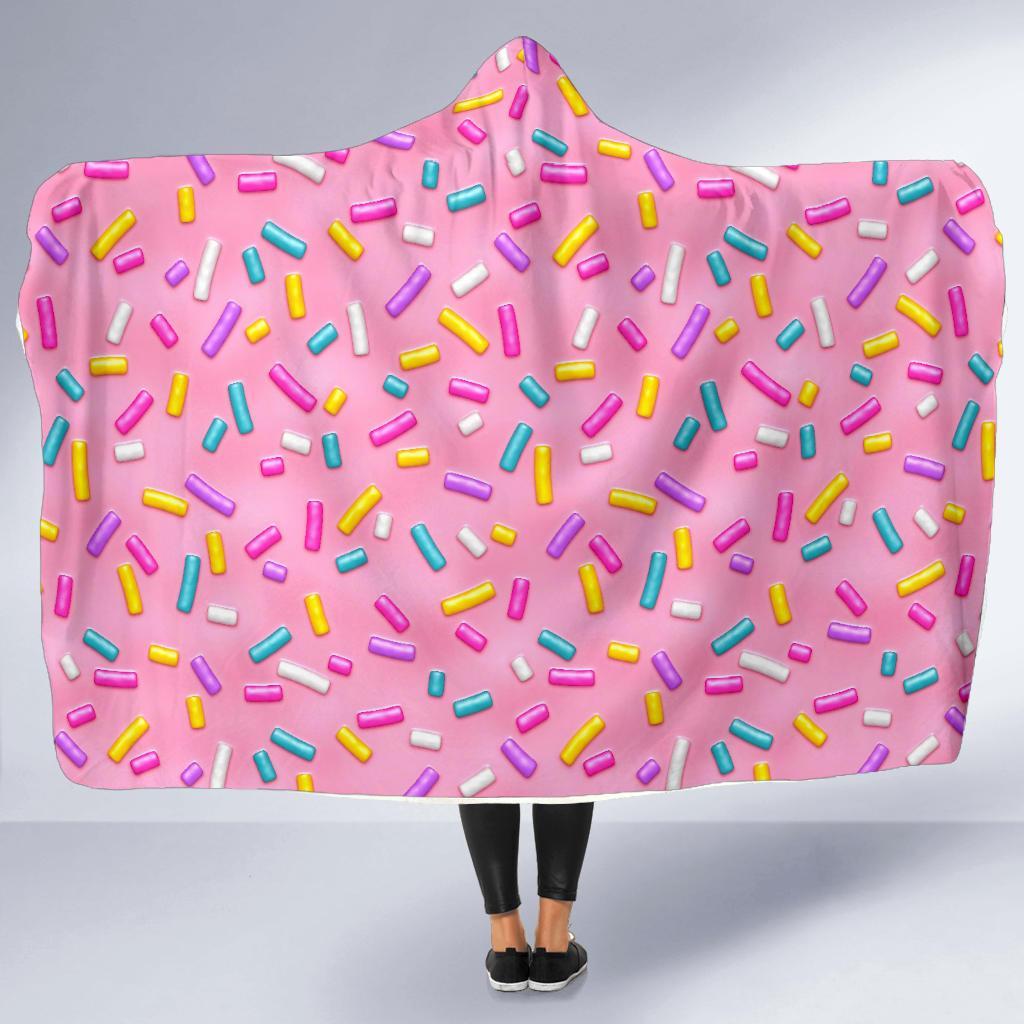 Pink Candy Pattern Print Hooded Blanket-grizzshop