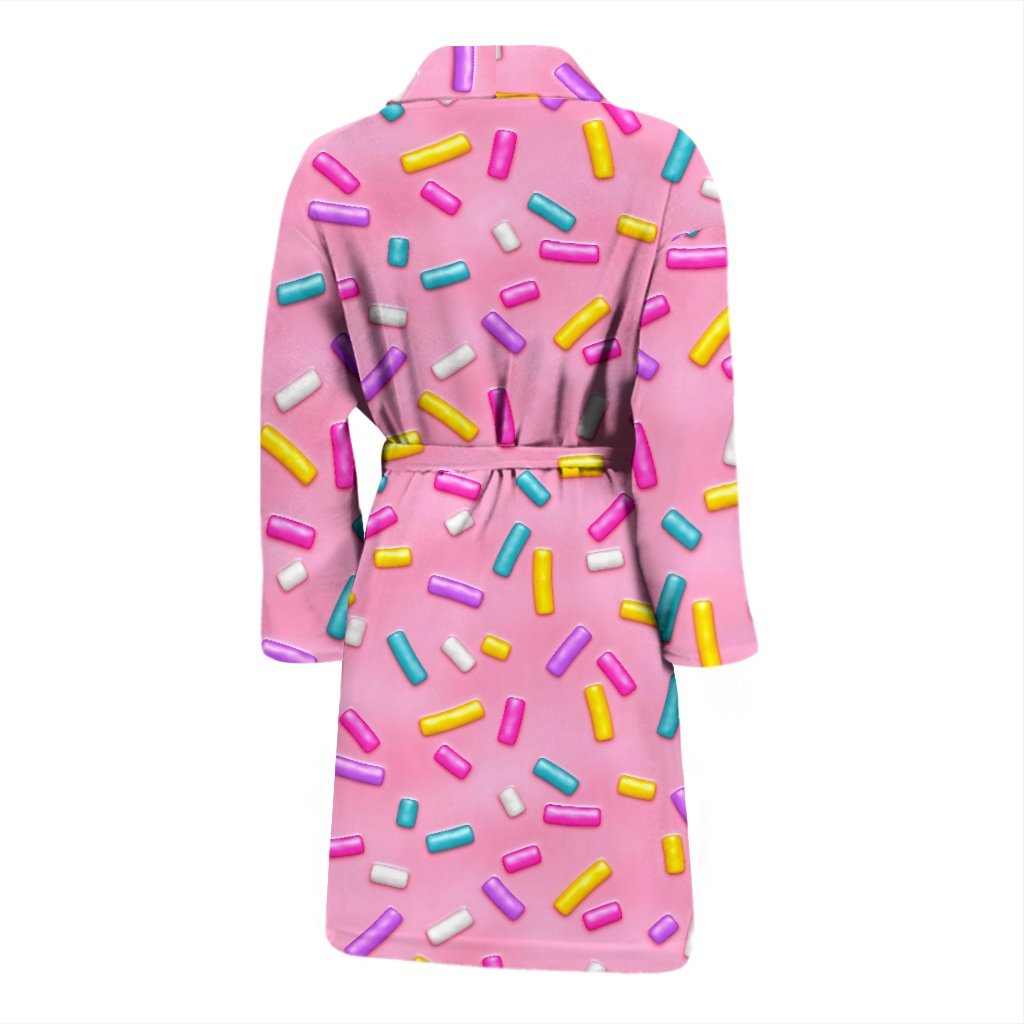 Pink Candy Pattern Print Men Long Robe-grizzshop