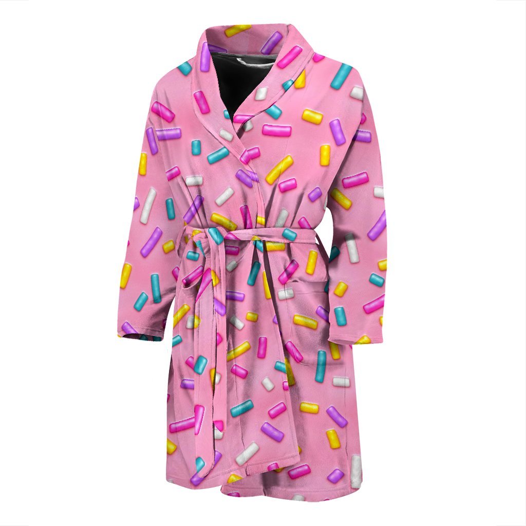 Pink Candy Pattern Print Men Long Robe-grizzshop