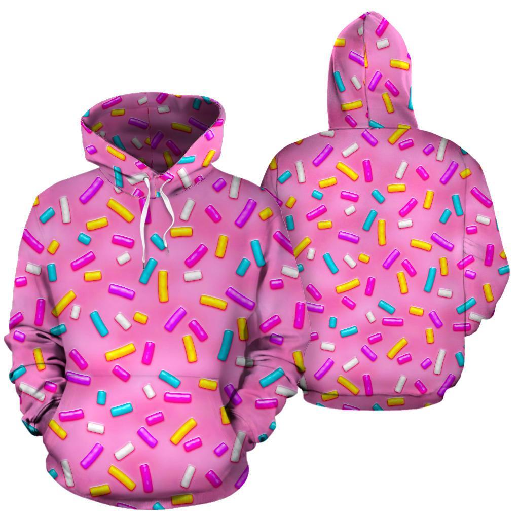 Pink Candy Pattern Print Men Women Pullover Hoodie-grizzshop