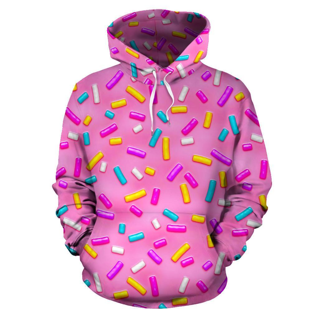 Pink Candy Pattern Print Men Women Pullover Hoodie-grizzshop